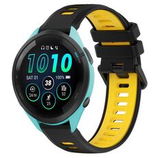 Per Garmin Forerunner 265 22mm Cinturino sportivo in silicone bicolore (nero + giallo)