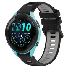 Per Garmin Forerunner 265 22mm Cinturino sportivo in silicone bicolore (nero + grigio)
