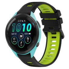 Per Garmin Forerunner 265 22mm Cinturino sportivo in silicone bicolore (nero + verde)