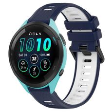 Per Garmin Forerunner 265 22mm Cinturino sportivo in silicone bicolore (blu notte + bianco)