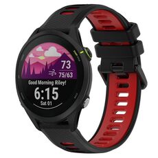 Per Garmin Forerunner 255 22mm Cinturino sportivo in silicone bicolore (nero + rosso)