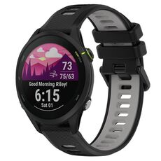 Per Garmin Forerunner 255 22mm Cinturino sportivo in silicone bicolore (nero + grigio)