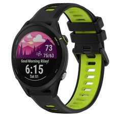 Per Garmin Forerunner 255 22mm Cinturino sportivo in silicone bicolore (nero + verde)