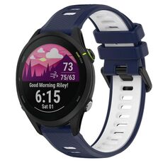 Per Garmin Forerunner 255 22mm Cinturino sportivo in silicone bicolore (blu notte + bianco)