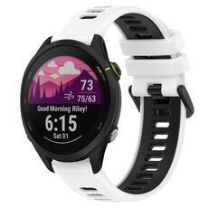 Per Garmin Forerunner 255 Music 22mm Cinturino sportivo in silicone bicolore (bianco + nero)