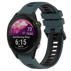 Per Garmin Forerunner 255 Music 22mm Cinturino sportivo in silicone bicolore (verde oliva + nero)
