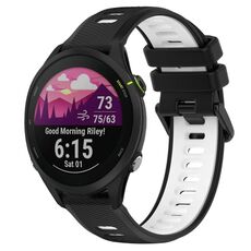 Per Garmin Forerunner 255 Music 22mm Cinturino sportivo in silicone bicolore (nero + bianco)