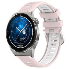 Per Huawei Watch GT3 Pro 43mm 20mm Cinturino sportivo in silicone con fibbia in acciaio bicolore (rosa + bianco)