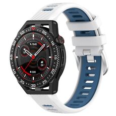 Per Huawei Watch GT3 SE 22mm Cinturino sportivo in silicone con fibbia in acciaio bicolore (bianco + blu)