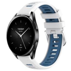 Per Xiaomi Watch S2 42mm 22mm Cinturino sportivo in silicone con fibbia in acciaio bicolore (bianco + blu)