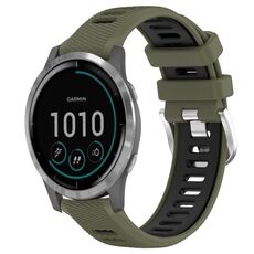 Per Garmin Vivoactive4 22mm Cinturino sportivo in silicone con fibbia in acciaio bicolore (verde militare + nero)