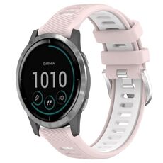 Per Garmin Vivoactive4 22mm Cinturino sportivo in silicone con fibbia in acciaio bicolore (rosa + bianco)