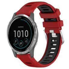 Per Garmin Vivoactive4 22mm Cinturino sportivo in silicone con fibbia in acciaio bicolore (rosso + nero)