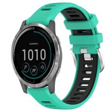 Per Garmin Vivoactive4 22mm cinturino sportivo in silicone con fibbia in acciaio bicolore (blu lago + nero)