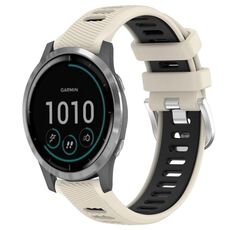 Per Garmin Vivoactive4 22mm Cinturino sportivo in silicone con fibbia in acciaio bicolore (Starlight + nero)