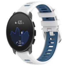 Per SUUNTO 9 Peak Pro 22mm Cinturino sportivo in silicone con fibbia in acciaio bicolore (bianco + blu)