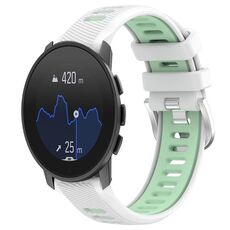 Per SUUNTO 9 Peak Pro 22mm Cinturino sportivo in silicone con fibbia in acciaio bicolore (bianco + verde acqua)