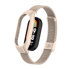 Custodia in metallo integrata per Xiaomi Mi Band 8 + cinturino con fibbia in maglia d'acciaio (rosa loto)