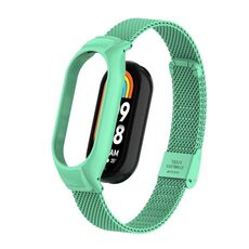 Custodia in metallo integrata per Xiaomi Mi Band 8 + cinturino con fibbia in maglia d'acciaio (mare blu)
