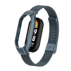 Per Xiaomi Mi Band 8 Custodia in metallo integrata + cinturino con fibbia in maglia d'acciaio (grigio titanio)