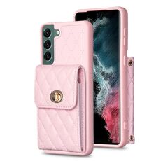 Per Samsung Galaxy S22+ 5G Portafoglio con fibbia in metallo verticale Custodia in pelle rombica (rosa)