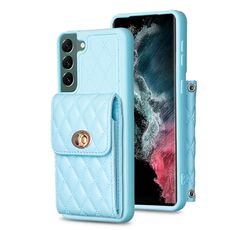 Per Samsung Galaxy S22 + 5G Portafoglio con fibbia in metallo verticale Custodia per telefono in pelle rombica (blu)