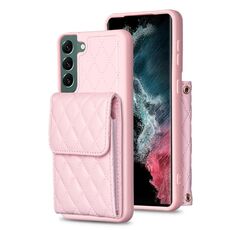 Per Samsung Galaxy S22 + 5G Custodia per telefono in pelle rombica con portafoglio verticale (rosa)