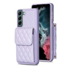 Per Samsung Galaxy S22 + 5G Custodia per telefono in pelle rombica con portafoglio verticale (viola)