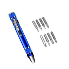 Cacciavite 8 in 1 in lega di alluminio con combinazione di smontaggio e riparazione della penna (blu)