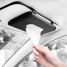Portaoggetti in pelle per visiera parasole per auto (nero)
