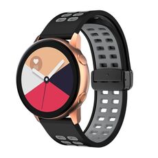 Cinturino per orologio in silicone bicolore con fibbia nera pieghevole a doppia fila da 20 mm (grigio nero)