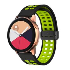 Cinturino per orologio in silicone bicolore con fibbia nera pieghevole a doppia fila da 20 mm (nero verde)