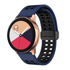 Cinturino per orologio in silicone bicolore con fibbia nera pieghevole a doppia fila da 20 mm (blu notte nero)