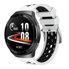 Per Huawei Watch GT 2e Cinturino in silicone con foro tondo a due colori (bianco nero)