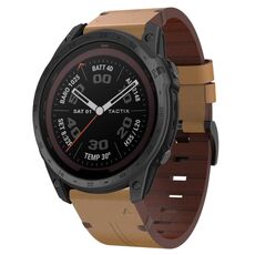 Per Garmin Tactix 7 Pro 26mm cinturino in pelle con fibbia in acciaio (marrone chiaro)