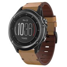 Per Garmin Fenix 3 26mm cinturino in pelle con fibbia in acciaio (marrone chiaro)