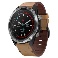 Per Garmin Descent MK 2 26mm cinturino in pelle con fibbia in acciaio (marrone chiaro)