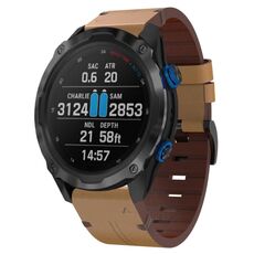 Per Garmin Descent MK 2i 26mm cinturino in pelle con fibbia in acciaio (marrone chiaro)