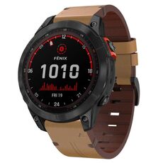 Cinturino per orologio Garmin Fenix 7 Solar 22mm in pelle con fibbia in acciaio (marrone chiaro)