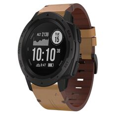 Per Garmin Instinct 22mm cinturino in pelle con fibbia in acciaio (marrone chiaro)