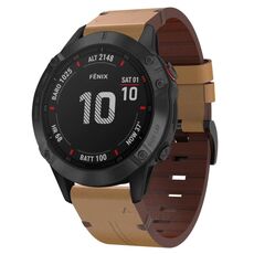 Cinturino per orologio Garmin Fenix 6 Pro GPS 22 mm in pelle con fibbia in acciaio (marrone chiaro)
