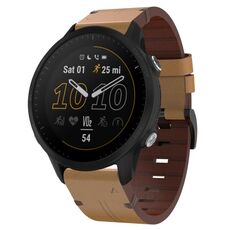 Per Garmin Forerunner 955 22mm cinturino in pelle con fibbia in acciaio (marrone chiaro)