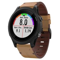 Per Garmin Forerunner 935 22mm cinturino in pelle con fibbia in acciaio (marrone chiaro)