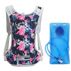 FREE KNIGHT FK0215S Gilet per borsa dell'acqua da ciclismo all'aperto Escursionismo Zaino per l'approvvigionamento idrico con borsa per bere da 2 litri (mimetico rosa)