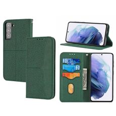 Per Samsung Galaxy S23+ 5G Custodia in pelle magnetica con cuciture a trama tessuta (verde)