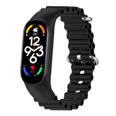 Per Xiaomi Mi Band 7/6/5/4/3 cinturino traspirante in silicone marino tinta unita (nero)