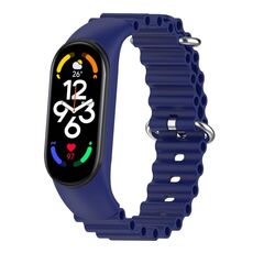 Per Xiaomi Mi Band 7/6/5/4/3 cinturino traspirante in silicone marino tinta unita (blu)