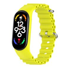 Per Xiaomi Mi Band 7/6/5/4/3 cinturino traspirante in silicone marino tinta unita (giallo brillante)