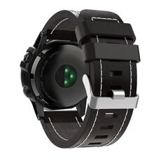 Per Garmin D2 Delta PX 26mm cinturino in pelle con fibbia in acciaio cucito (nero)