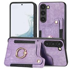 Per Samsung Galaxy S23+ 5G Custodia a portafoglio multi-scheda con anello retro skin-feel (viola)